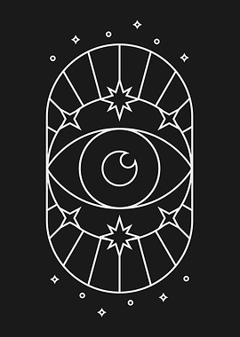 All-Seeing Eye with Stars Black