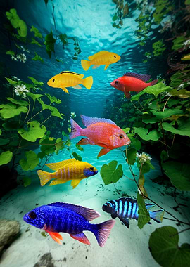 African Cichlids Peacock Mbuna Cichlid Aquarium Fish Art