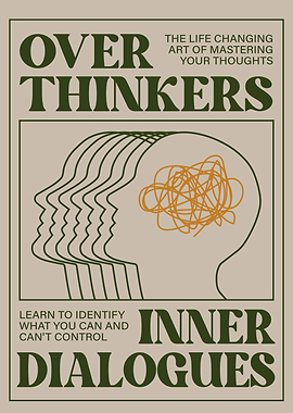 Overthinkers Inner Dialogues, Green Retro Trendy Wall Art, Olive Green Aesthetic Print, Above Bed Decor, Retro Wall Art, Preppy Room Decor, Apartment Aesthetic Y2K Dorm