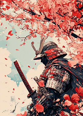 Samurai in Cherry Blossoms