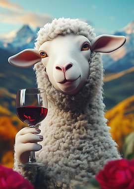 Sheep with Wine Funny Meme