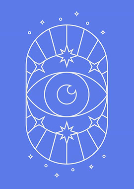 All-Seeing Eye with Stars Blue Ocean