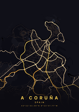 A CoruΓ±a Spain City Map