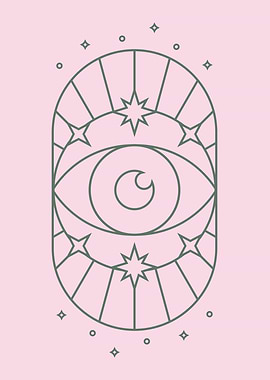 All-Seeing Eye with Stars Pink