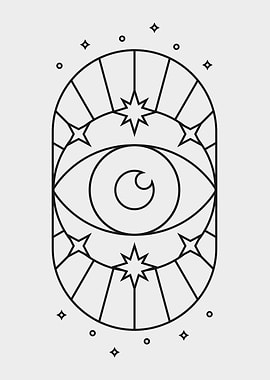 All-Seeing Eye with Stars White