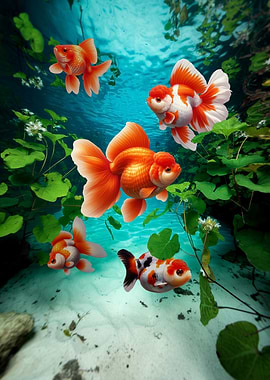 Oranda Goldfish Ranchu Goldfish Lovers Aquarium Art