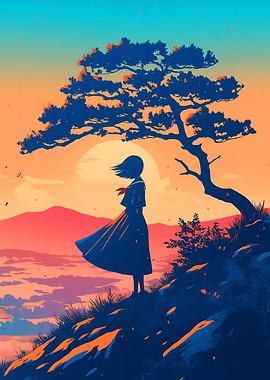 Silhouette Girl Sunset