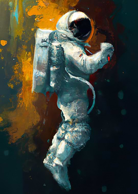 Astronaut in Space oil painting