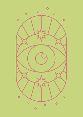 All-Seeing Eye with Stars Light Green
