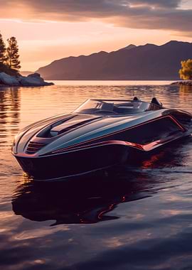 Luxury Speedboat at Sunset