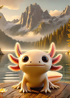Cute Axolotl by the Lake