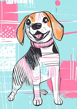 Beagle Dog Illustration funny Wall Art