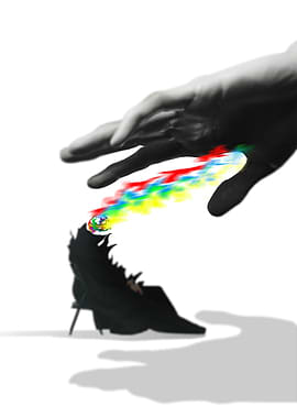 Hand Reaching Down with Colorful Energy