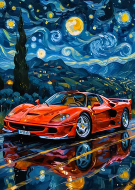 Ferrari F50 Under Starry Night
