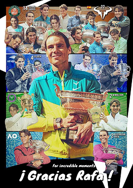 Rafael Nadal 22 Grand Slams Champion - black