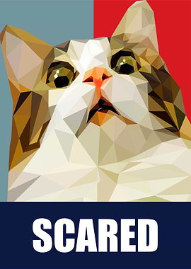Scared Cat Low Poly Art