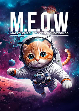 Cat Astronaut in Space M.E.O.W
