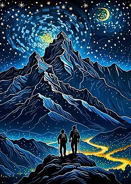 Mountain Climber Starry Night