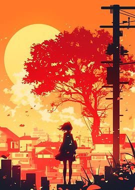 Silhouette Girl Sunset