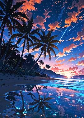 Starlit Tropics at Dusk
