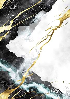 Abstract Gold Marble Art