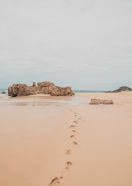 Footprints on Sandy Beach