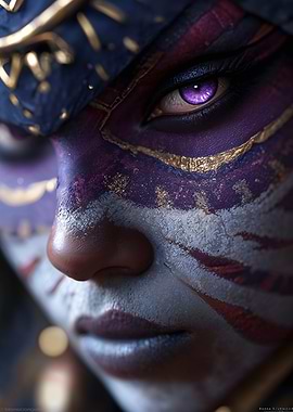 Close-up Portrait with Purple Eyes