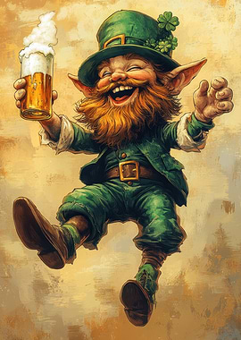 Happy Leprechaun with Beer