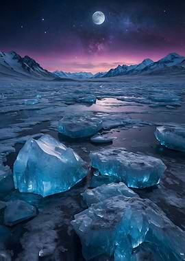 Frozen Lake Under Stars