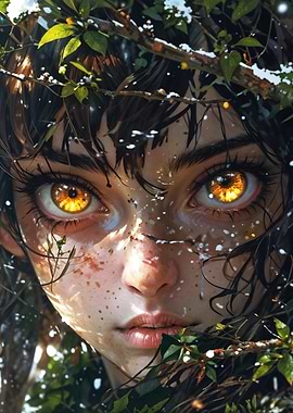 Wildfire Eyes in Nature's Embrace