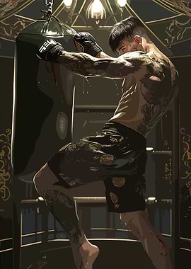 Tattooed Boxer Training