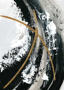 Abstract Gold & Black Painting