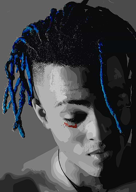 XXXTentacion Blue Dreads Portrait