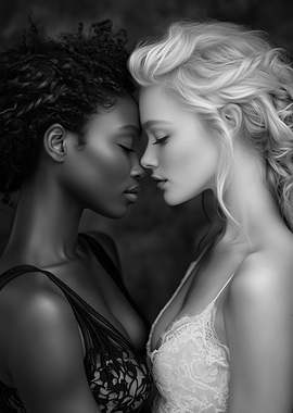Black and White Portrait of Two Women