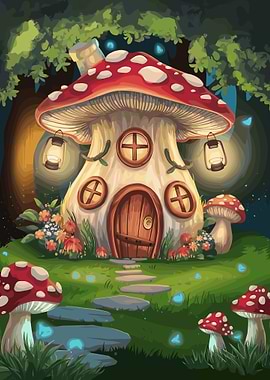 Mushroom House in Forest