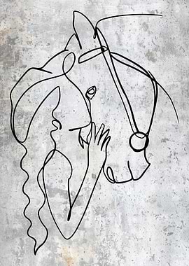 Western Woman and Horse Line Art