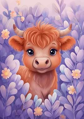 Cute Highland Cow flowers