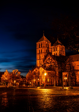 Domplatz in Münster bei Nacht