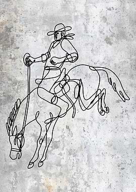 Bronc Rider Line Art