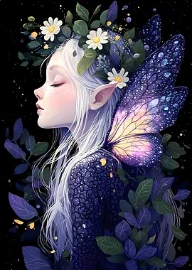 Fairy with Galaxy Wings Anime Girl