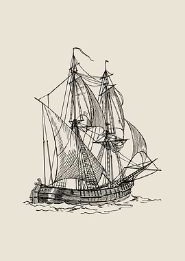 Vintage Sailing Ship Illustration