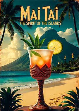 Mai Tai Poster: Vintage Tiki Cocktail Art