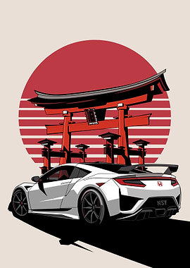 Honda NSX Red sun japanese car