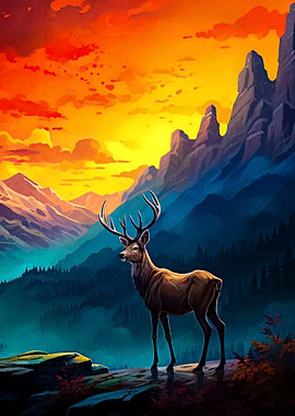 Majestic Deer Sunset