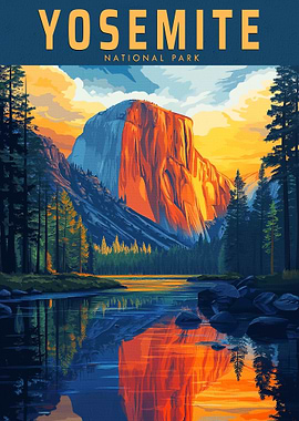 Yosemite National Park Vintage Travel Poster