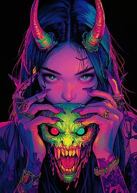 Demon Girl with Skull