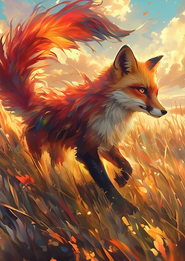 Fiery Fox in Field