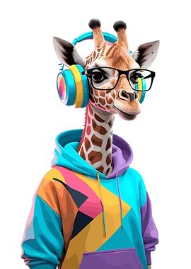Cool Giraffe in Hoodie