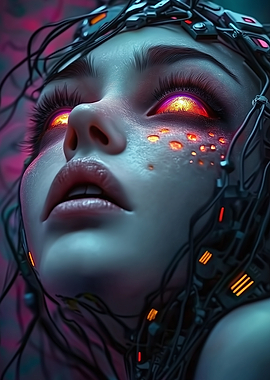 Cyberpunk Woman with Glowing Eyes