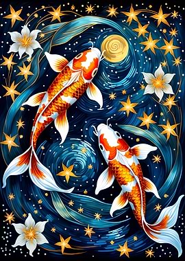 Koi Fish Starry Night